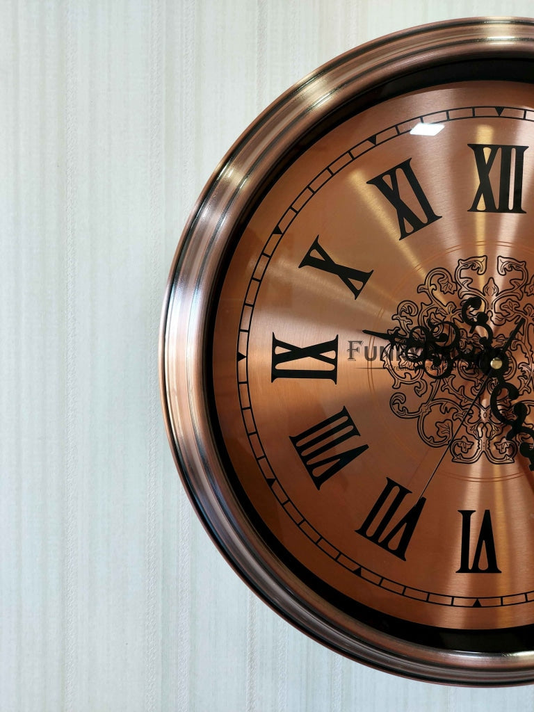 Funkytradition Copper Elegant Design Wall Clock Watch Decor For Home Office And Gifts 42 Cm Tall