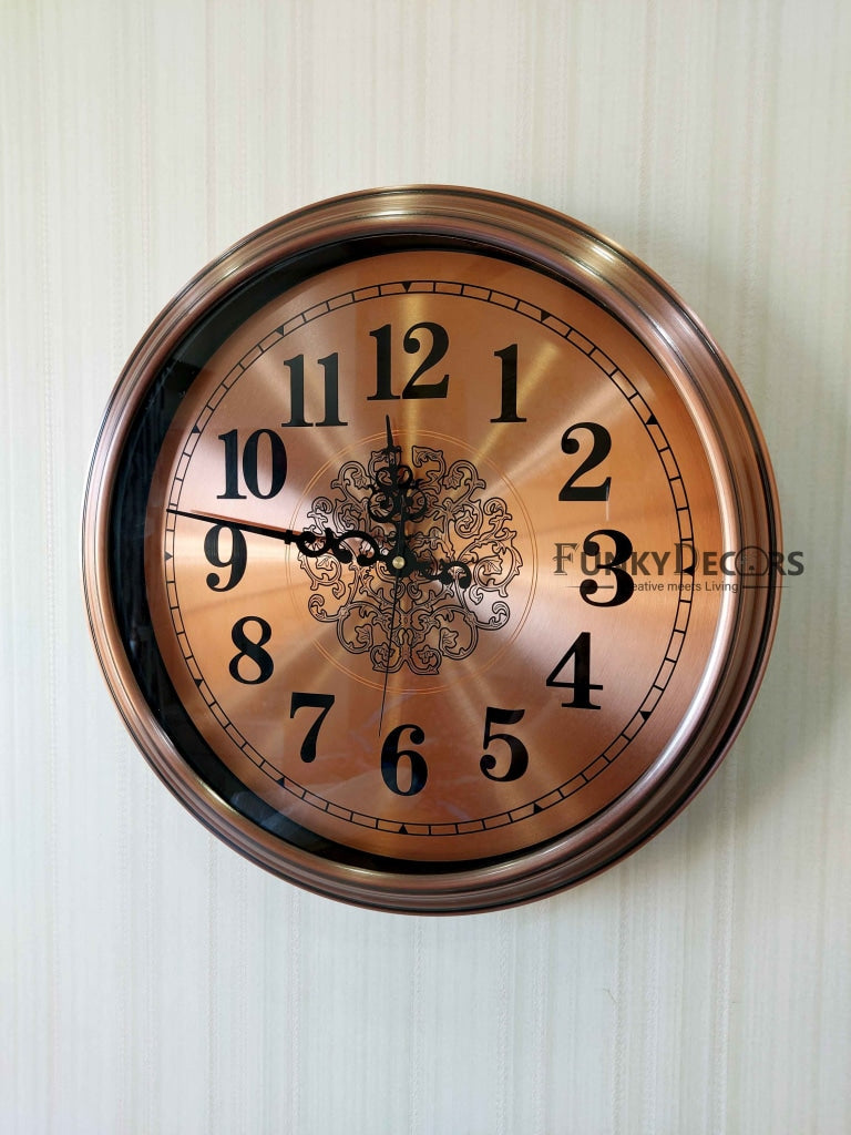 Funkytradition Copper Elegant Design Wall Clock Watch Decor For Home Office And Gifts 42 Cm Tall