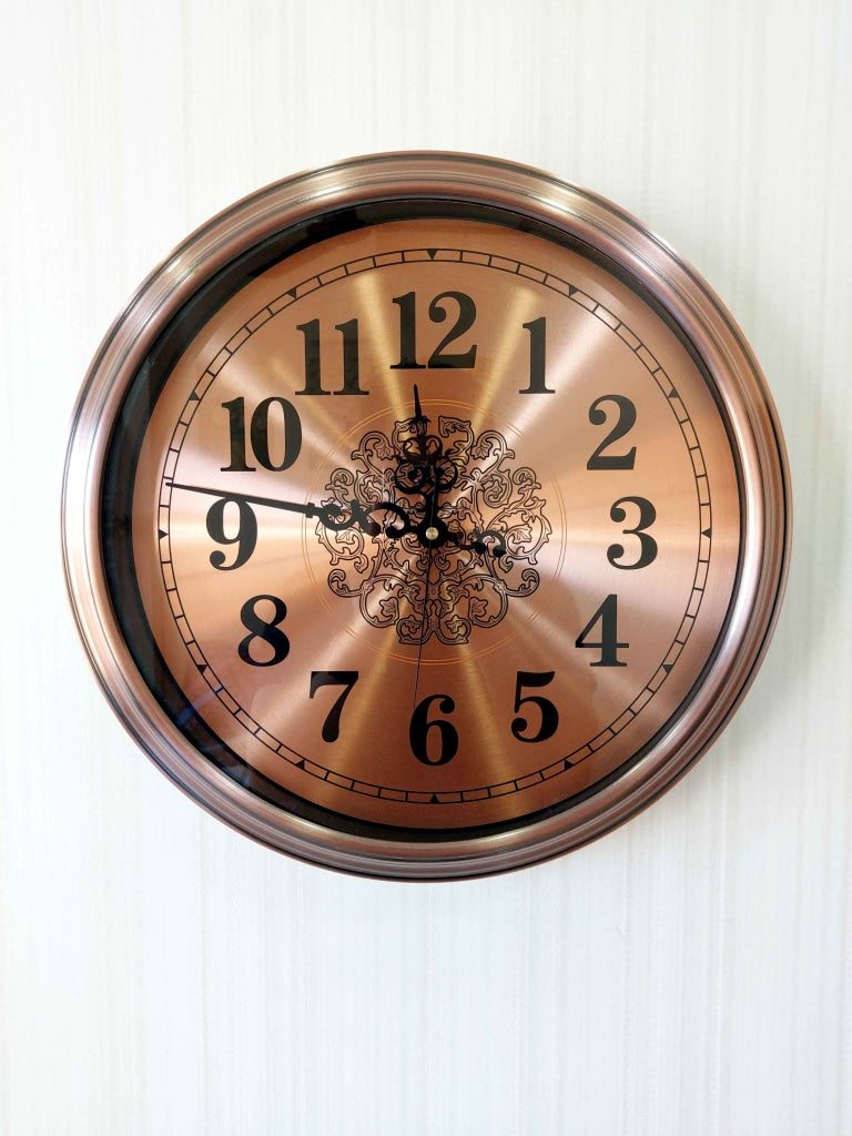 Funkytradition Copper Elegant Design Wall Clock Watch Decor For Home Office And Gifts 42 Cm Tall