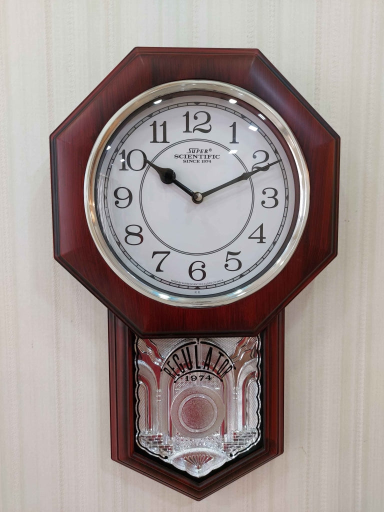 Funkytradition Decorative Retro Almirah Shape Plastic Pendulum Wall Clock For Home Office Decor And