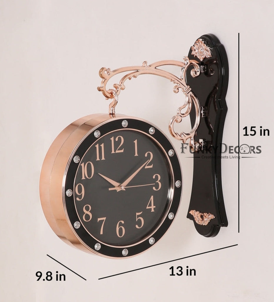 Funkytradition Designer Antique-Look Golden Black Round Wall Hanging Double Sided 2 Faces Retro