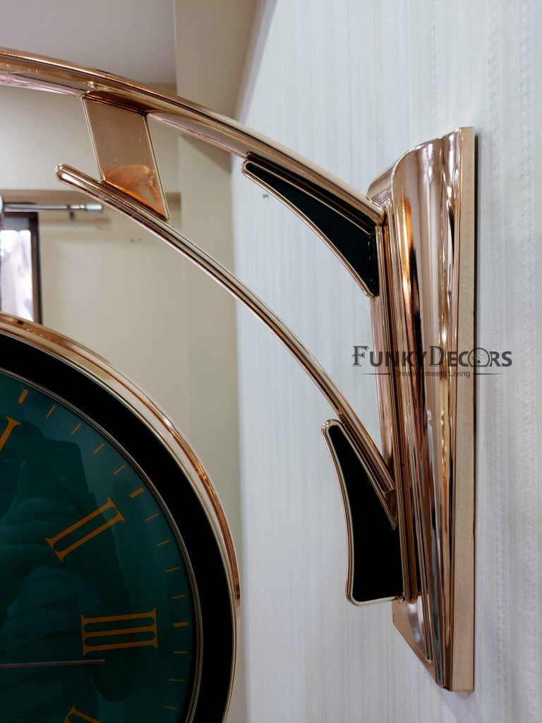 Funkytradition Designer Antique-Look Golden Green Round Wall Hanging Double Sided 2 Faces Retro