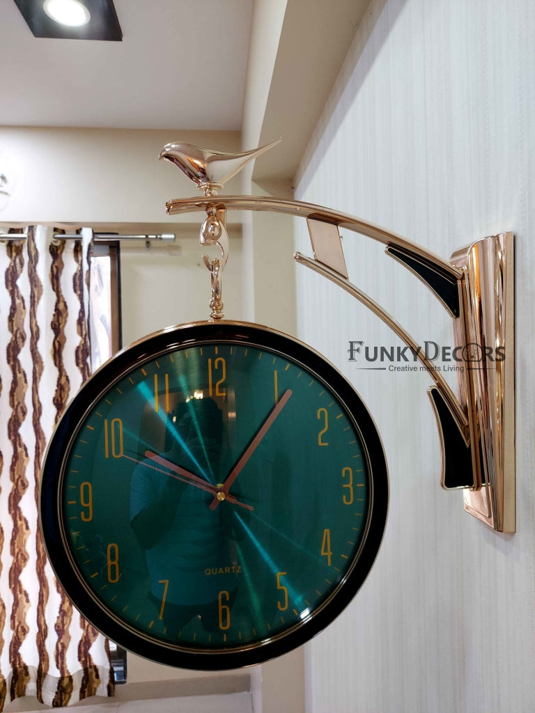 Funkytradition Designer Antique-Look Golden Green Round Wall Hanging Double Sided 2 Faces Retro