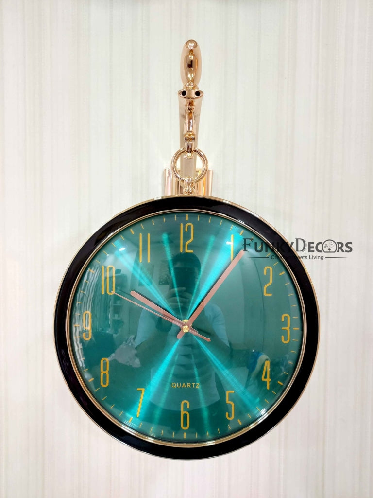 Funkytradition Designer Antique-Look Golden Green Round Wall Hanging Double Sided 2 Faces Retro