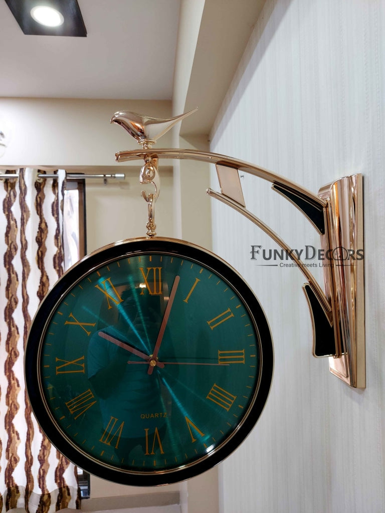 Funkytradition Designer Antique-Look Golden Green Round Wall Hanging Double Sided 2 Faces Retro