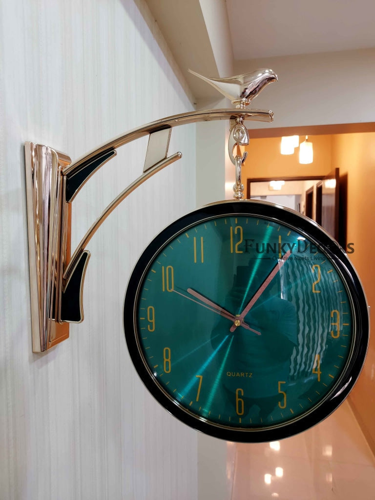 Funkytradition Designer Antique-Look Golden Green Round Wall Hanging Double Sided 2 Faces Retro
