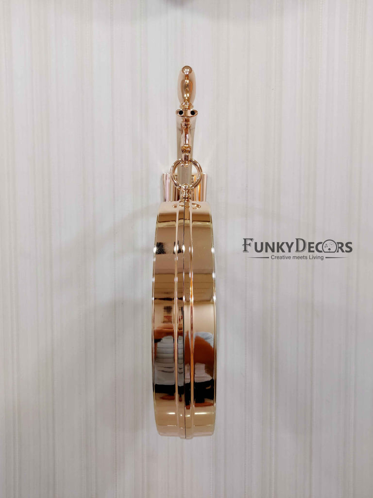 Funkytradition Designer Antique-Look Golden White Round Wall Hanging Double Sided 2 Faces Retro