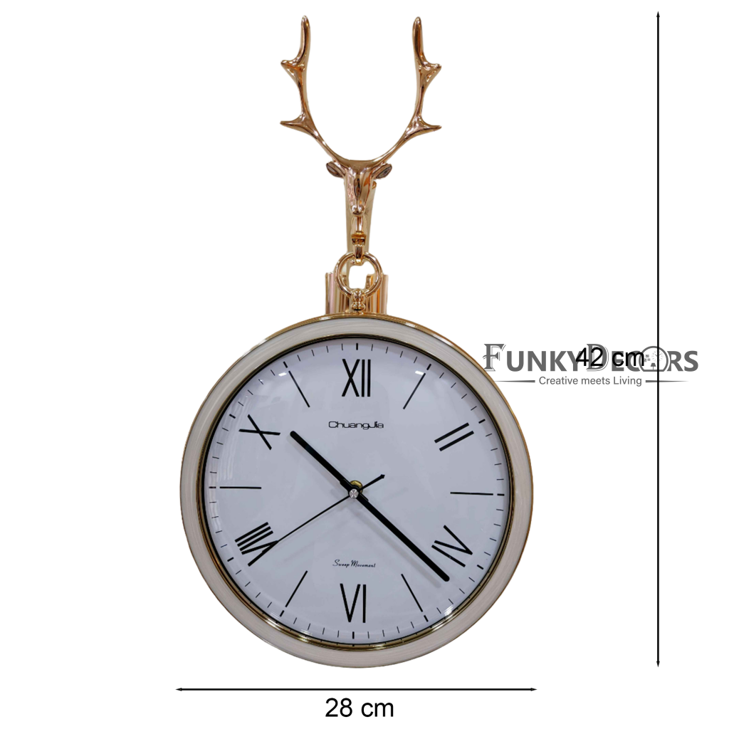 Funkytradition Designer Antique-Look Golden White Round Wall Hanging Double Sided 2 Faces Retro