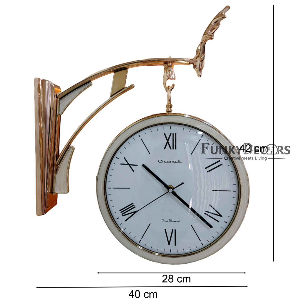 Funkytradition Designer Antique-Look Golden White Round Wall Hanging Double Sided 2 Faces Retro
