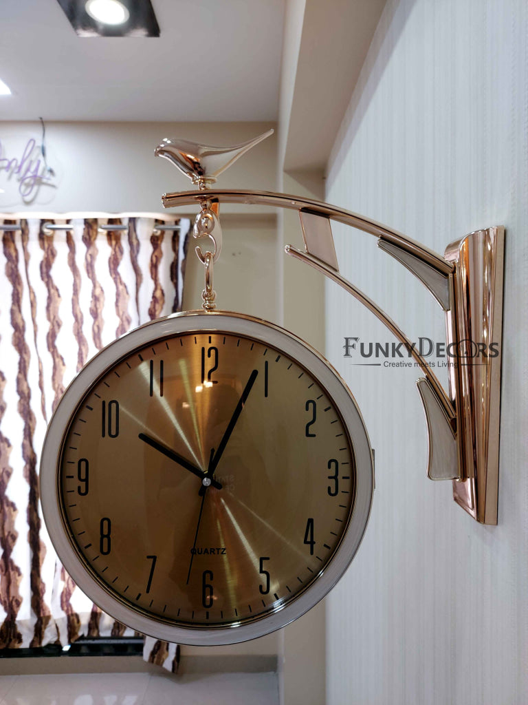 Funkytradition Designer Antique-Look Golden White Round Wall Hanging Double Sided 2 Faces Retro