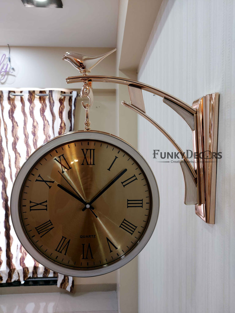 Funkytradition Designer Antique-Look Golden White Round Wall Hanging Double Sided 2 Faces Retro