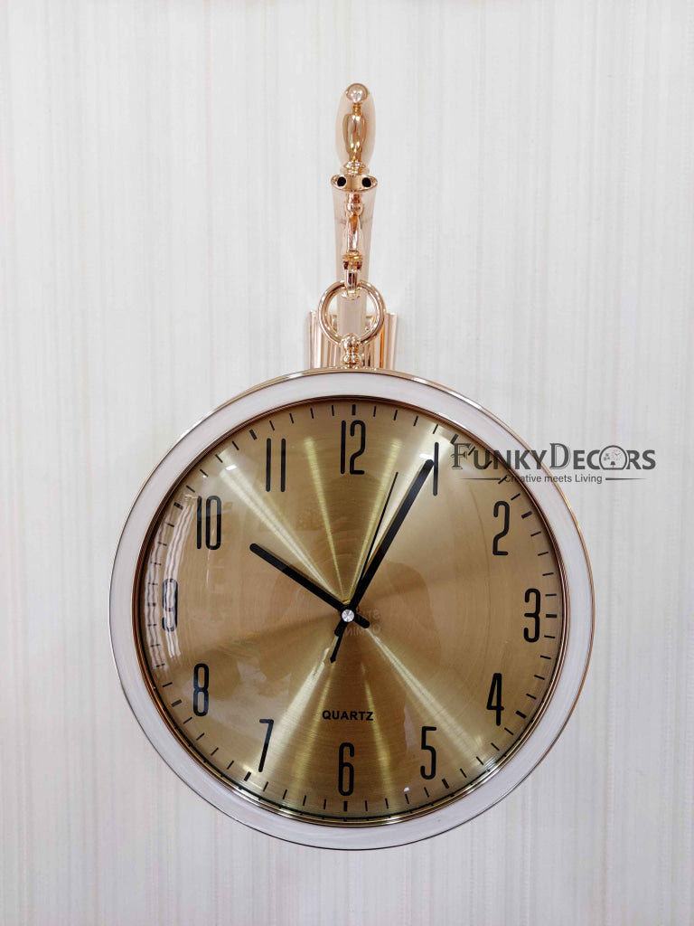 Funkytradition Designer Antique-Look Golden White Round Wall Hanging Double Sided 2 Faces Retro
