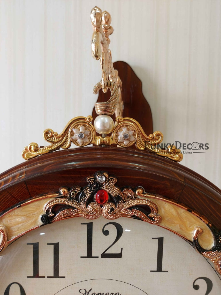 Funkytradition Designer Antique-Look Wooden Brown Round Wall Hanging Double Sided 2 Faces Retro