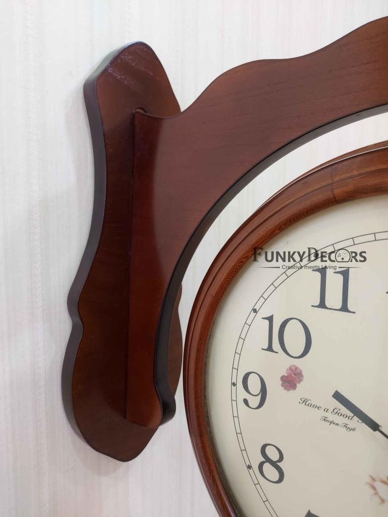Funkytradition Designer Antique-Look Wooden Brown Round Wall Hanging Double Sided 2 Faces Retro