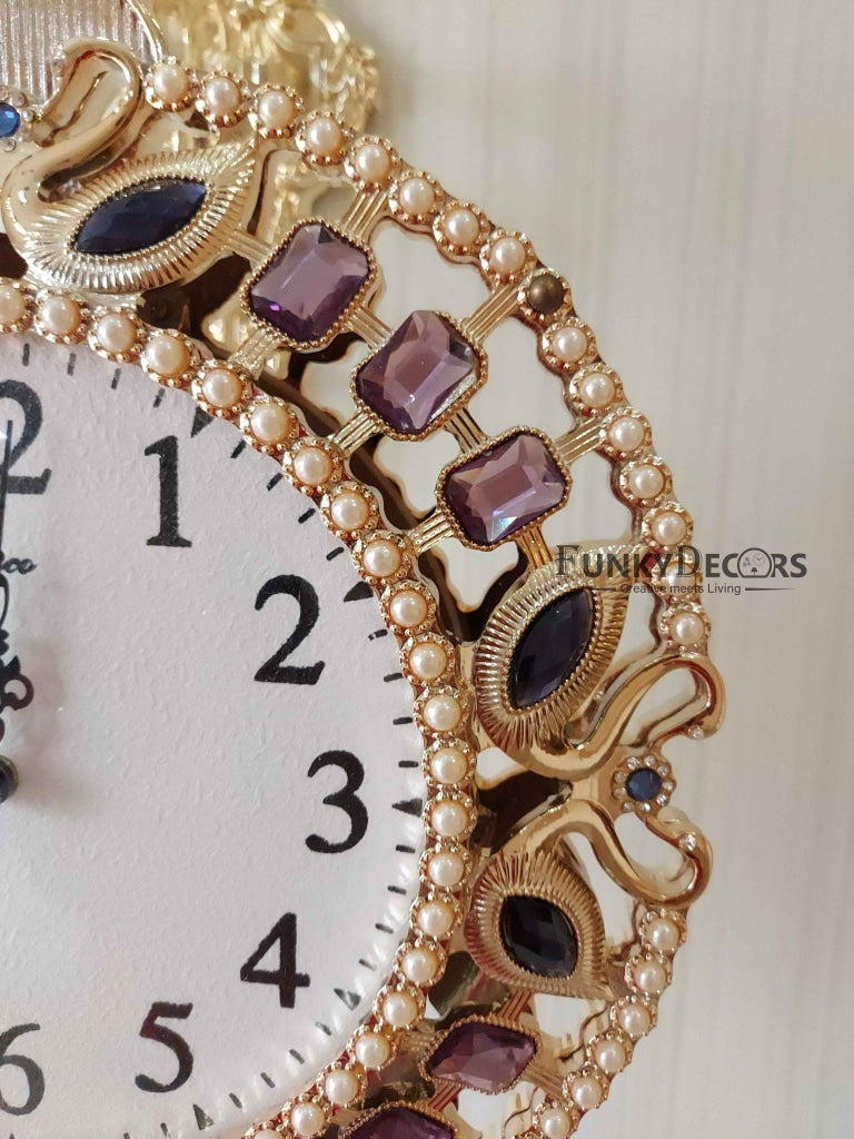 Funkytradition Designer Diamond Studded Antique-Look Metal Round Wall Hanging Double Sided 2 Faces