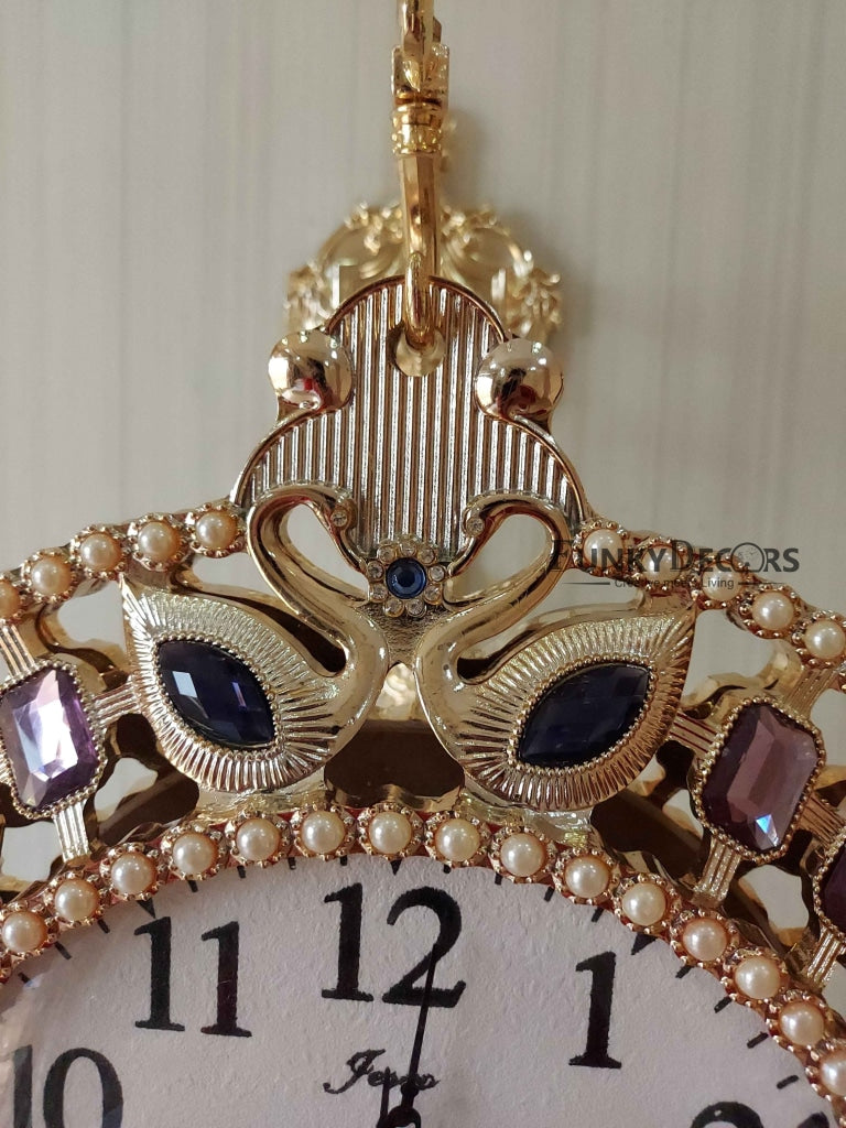 Funkytradition Designer Diamond Studded Antique-Look Metal Round Wall Hanging Double Sided 2 Faces