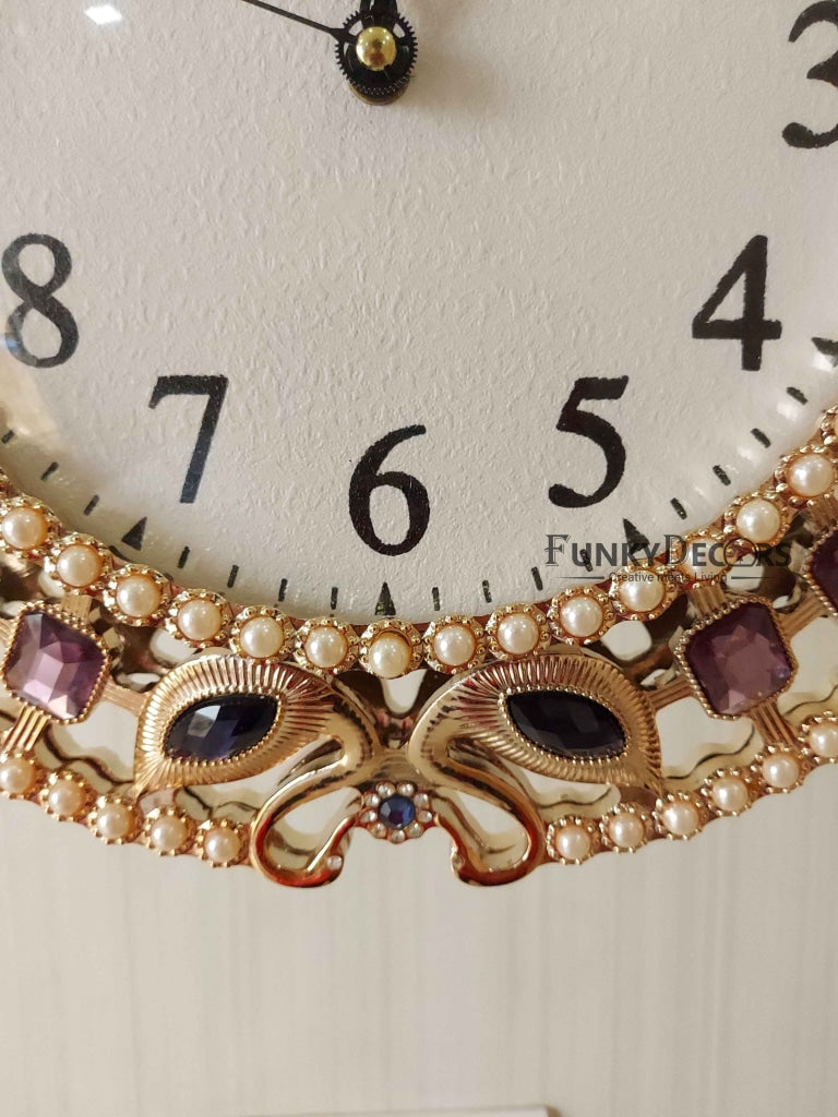 Funkytradition Designer Diamond Studded Antique-Look Metal Round Wall Hanging Double Sided 2 Faces