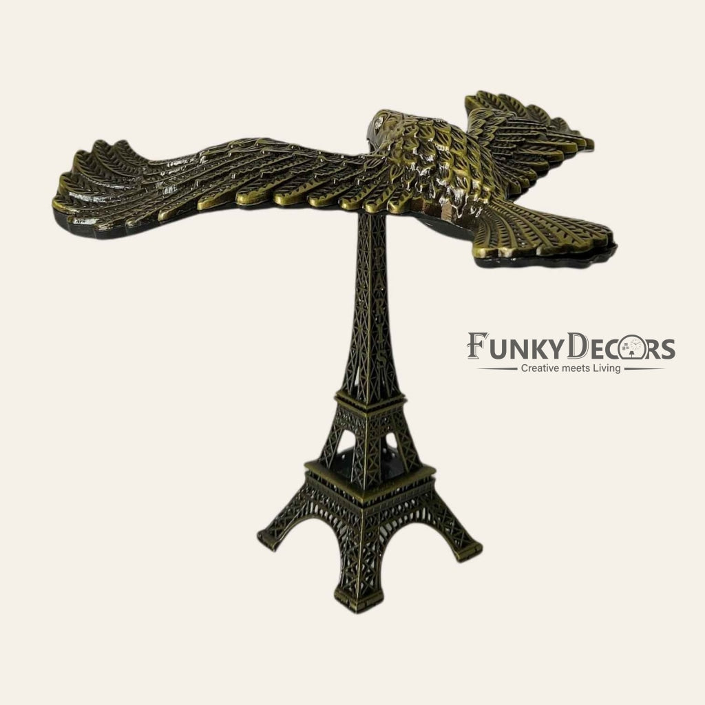 FunkyTradition Eiffel Tower Statue With Balance Eagle Metal Showpiece | Birthday Anniversary Gift