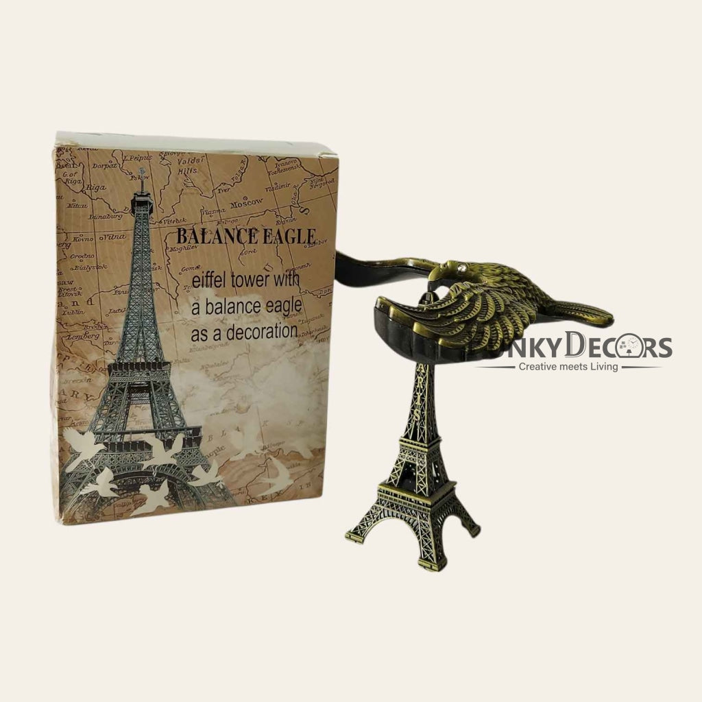FunkyTradition Eiffel Tower Statue With Balance Eagle Metal Showpiece | Birthday Anniversary Gift