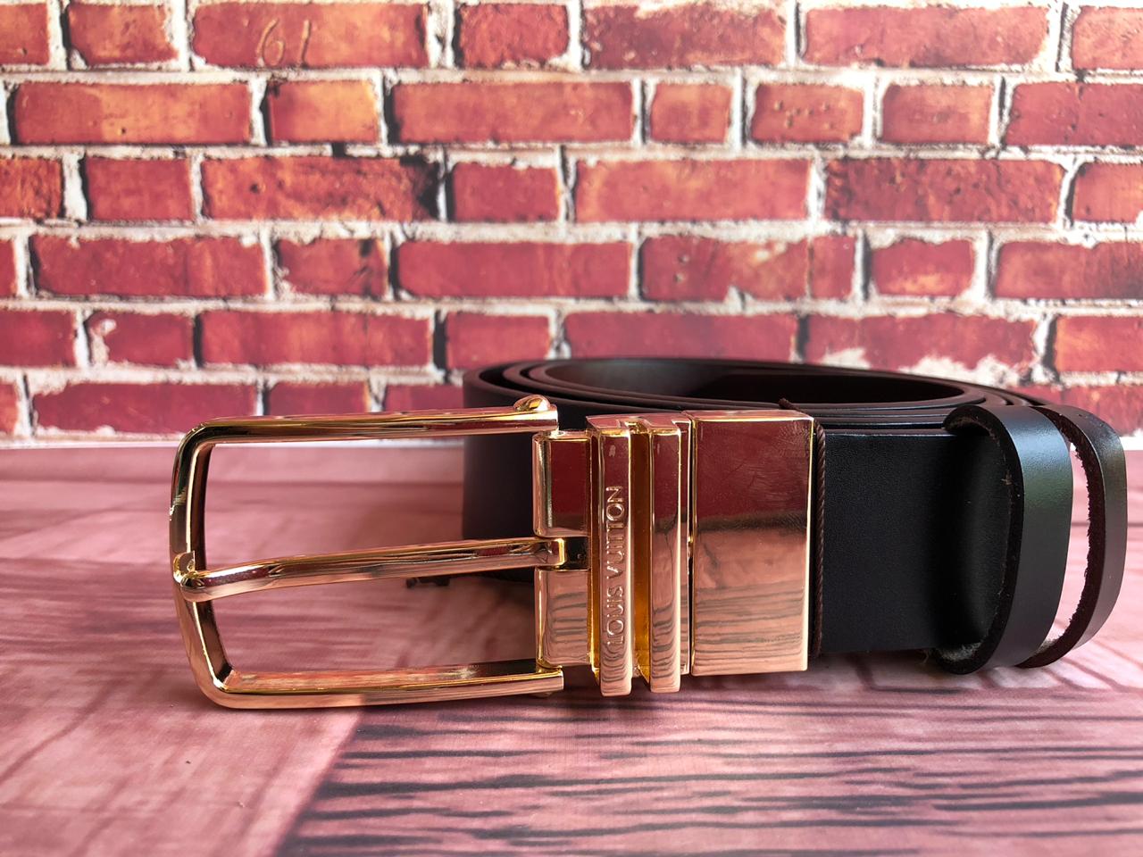 FunkyTradition Golden Black and Brown Reversible Mens Leather Belts - FunkyTradition