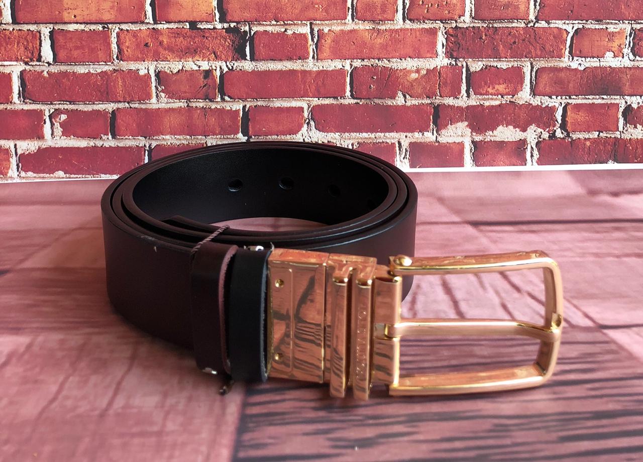 FunkyTradition Golden Black and Brown Reversible Mens Leather Belts - FunkyTradition
