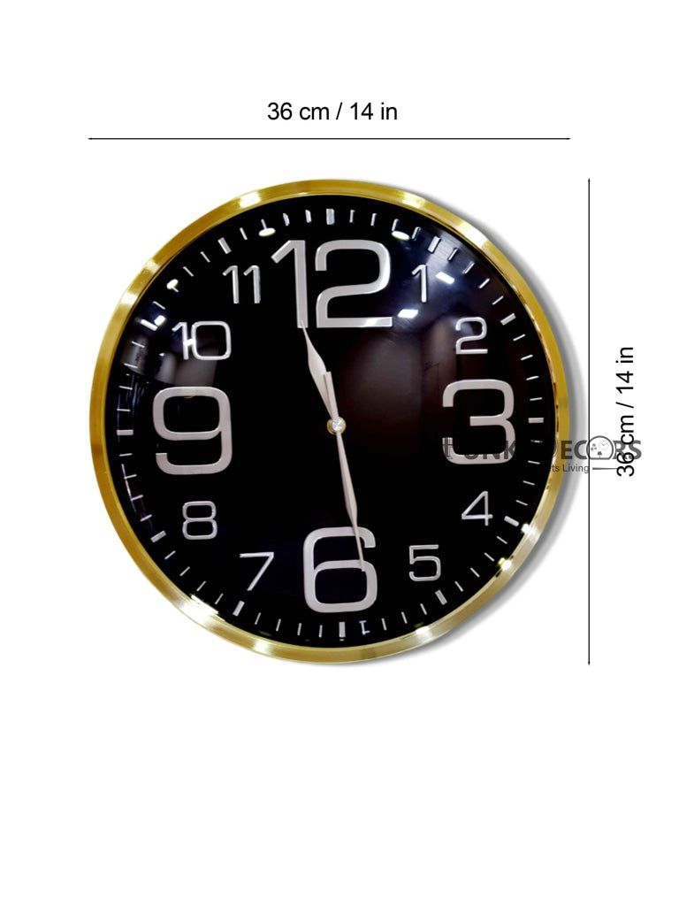 Funkytradition Golden Black Minimal Wall Clock Watch Decor For Home Office And Gifts 36 Cm Tall