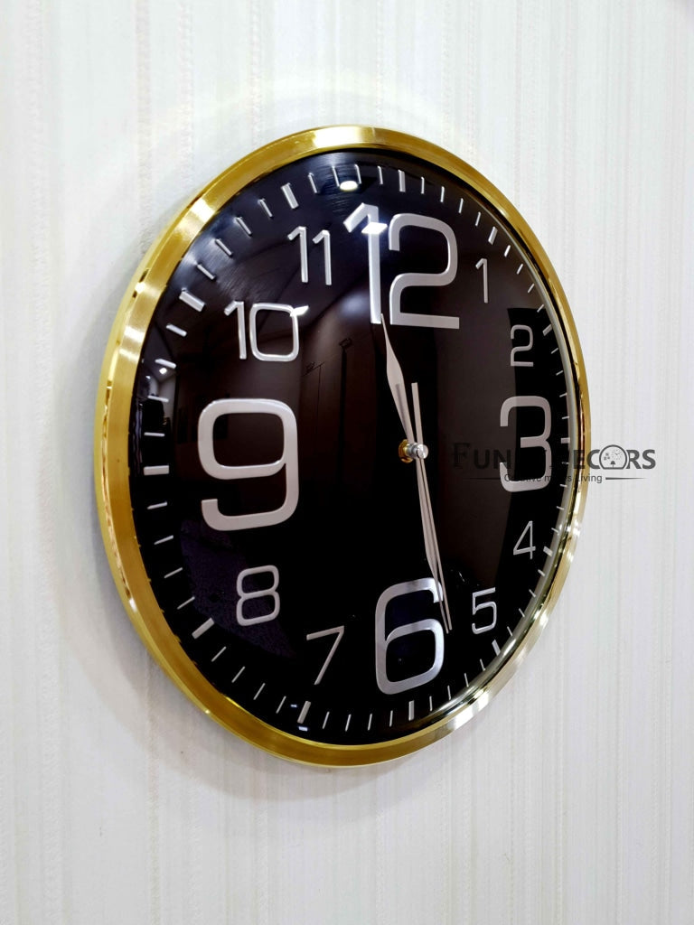 Funkytradition Golden Black Minimal Wall Clock Watch Decor For Home Office And Gifts 36 Cm Tall