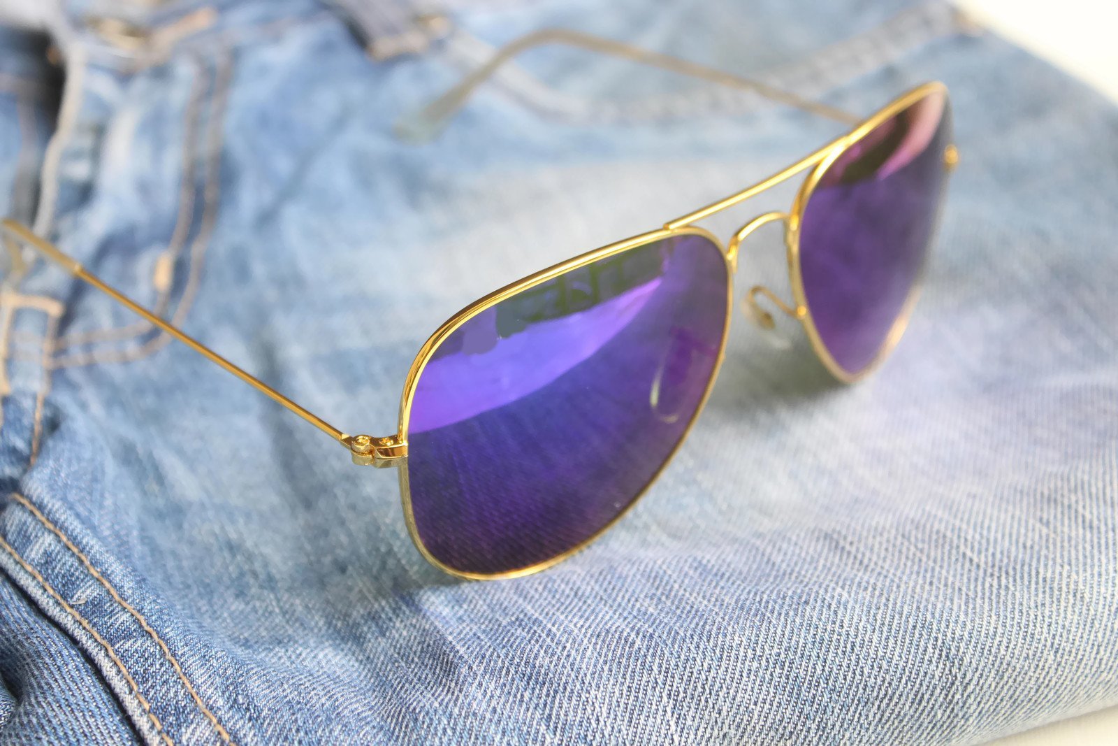 FunkyTradition Golden Blue Mercury Shade Aviator Sunglasses - FunkyTradition