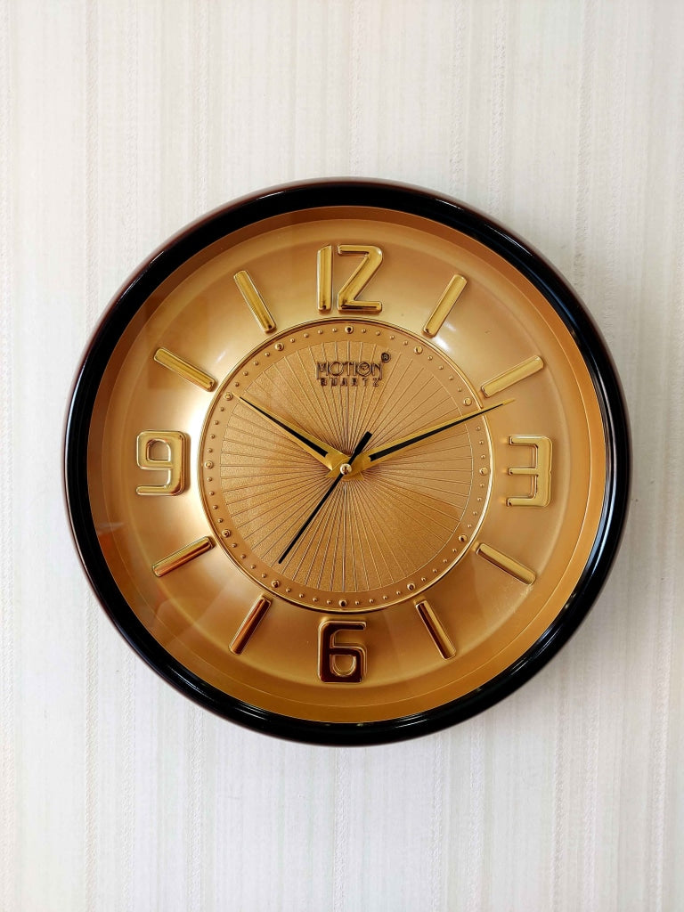Funkytradition Golden Brown Minimal Wall Clock Watch Decor For Home Office And Gifts Clocks