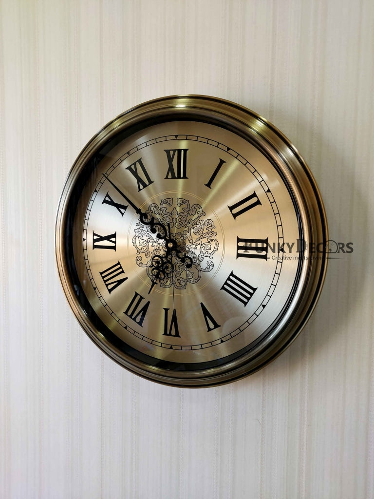 Funkytradition Golden Elegant Design Wall Clock Watch Decor For Home Office And Gifts 42 Cm Tall