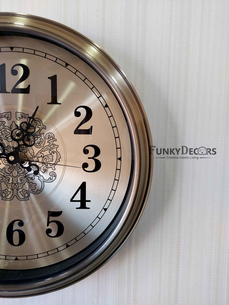 Funkytradition Golden Elegant Design Wall Clock Watch Decor For Home Office And Gifts 42 Cm Tall