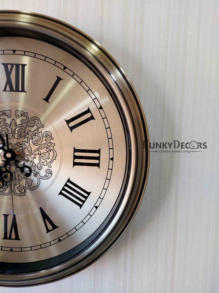 Funkytradition Golden Elegant Design Wall Clock Watch Decor For Home Office And Gifts 42 Cm Tall