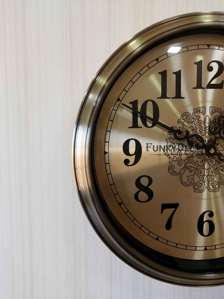 Funkytradition Golden Elegant Design Wall Clock Watch Decor For Home Office And Gifts 42 Cm Tall