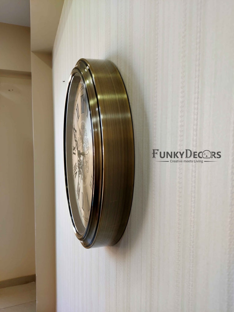 Funkytradition Golden Elegant Design Wall Clock Watch Decor For Home Office And Gifts 42 Cm Tall