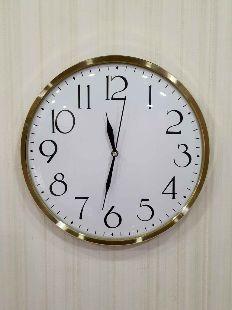 Funkytradition Golden White Minimal Wall Clock Watch Decor For Home Office And Gifts 35 Cm Tall