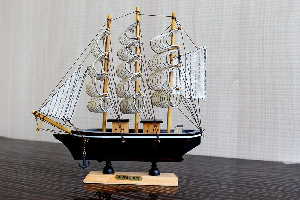 FunkyTradition Handmade Pirates Of Caribbean Ship Detailed Wooden Model Nautical Home Decor 30 Cm