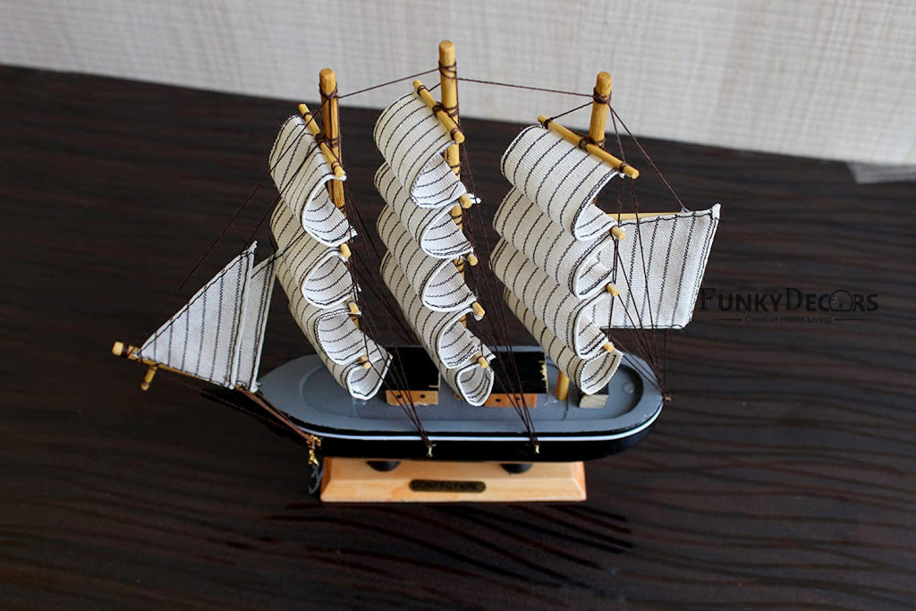 FunkyTradition Handmade Pirates Of Caribbean Ship Detailed Wooden Model Nautical Home Decor 30 Cm