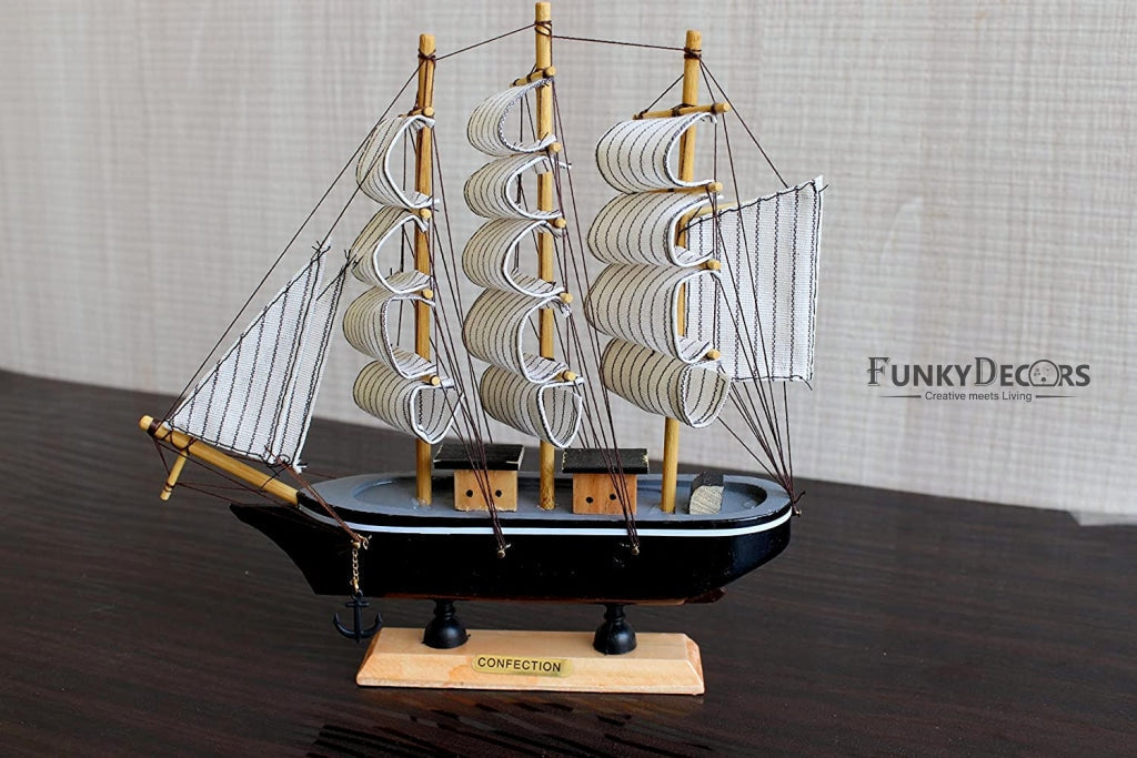 FunkyTradition Handmade Pirates Of Caribbean Ship Detailed Wooden Model Nautical Home Decor 30 Cm