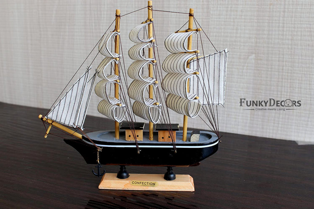 FunkyTradition Handmade Pirates Of Caribbean Ship Detailed Wooden Model Nautical Home Decor 30 Cm
