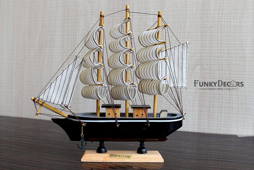 FunkyTradition Handmade Pirates Of Caribbean Ship Detailed Wooden Model Nautical Home Decor 30 Cm