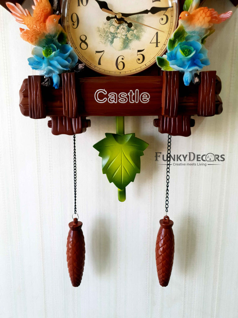 FunkyTradition Hanging Cuckoo Wall Clock for Home Office Decor and Gifts Brown 70 CM Tall- FunkyTradition