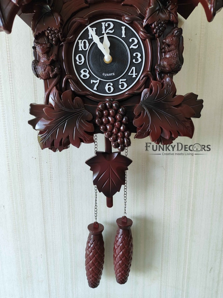 Funkytradition Hanging Brown Cuckoo Wall Clock For Home Office Decor And Gifts 70 Cm Tall-
