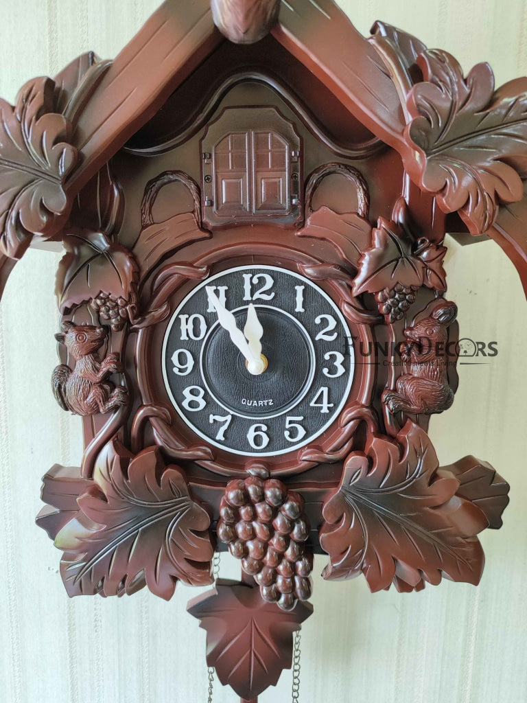 Funkytradition Hanging Brown Cuckoo Wall Clock For Home Office Decor And Gifts 70 Cm Tall-
