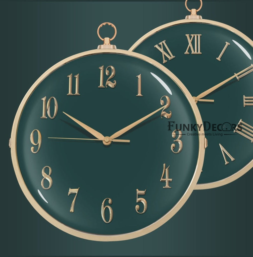 Funkytradition Luxury Look Deer Golden Green Round Wall Hanging Double Sided 2 Faces Retro Station