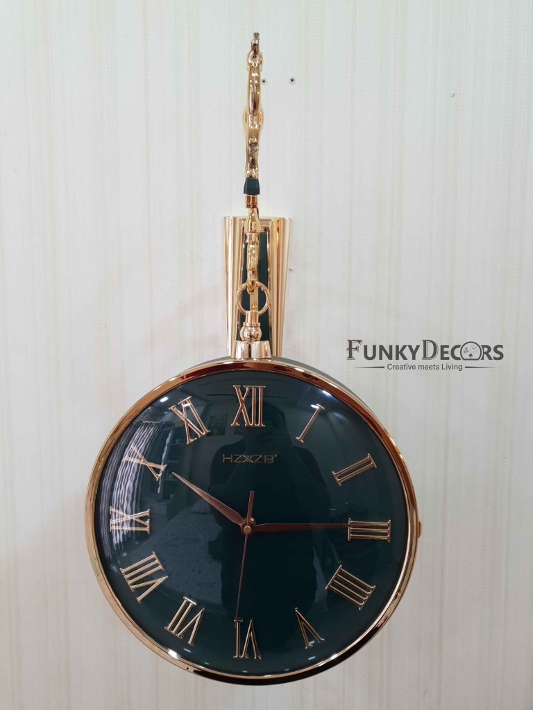 Funkytradition Luxury Look Deer Golden Green Round Wall Hanging Double Sided 2 Faces Retro Station