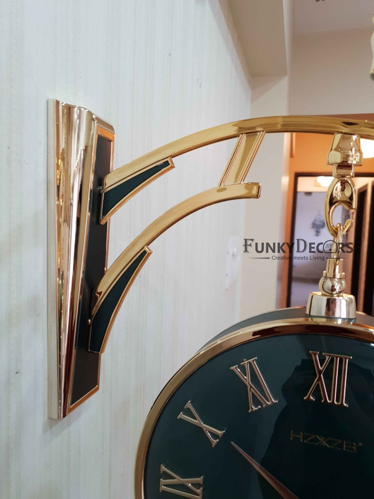 Funkytradition Luxury Look Deer Golden Green Round Wall Hanging Double Sided 2 Faces Retro Station