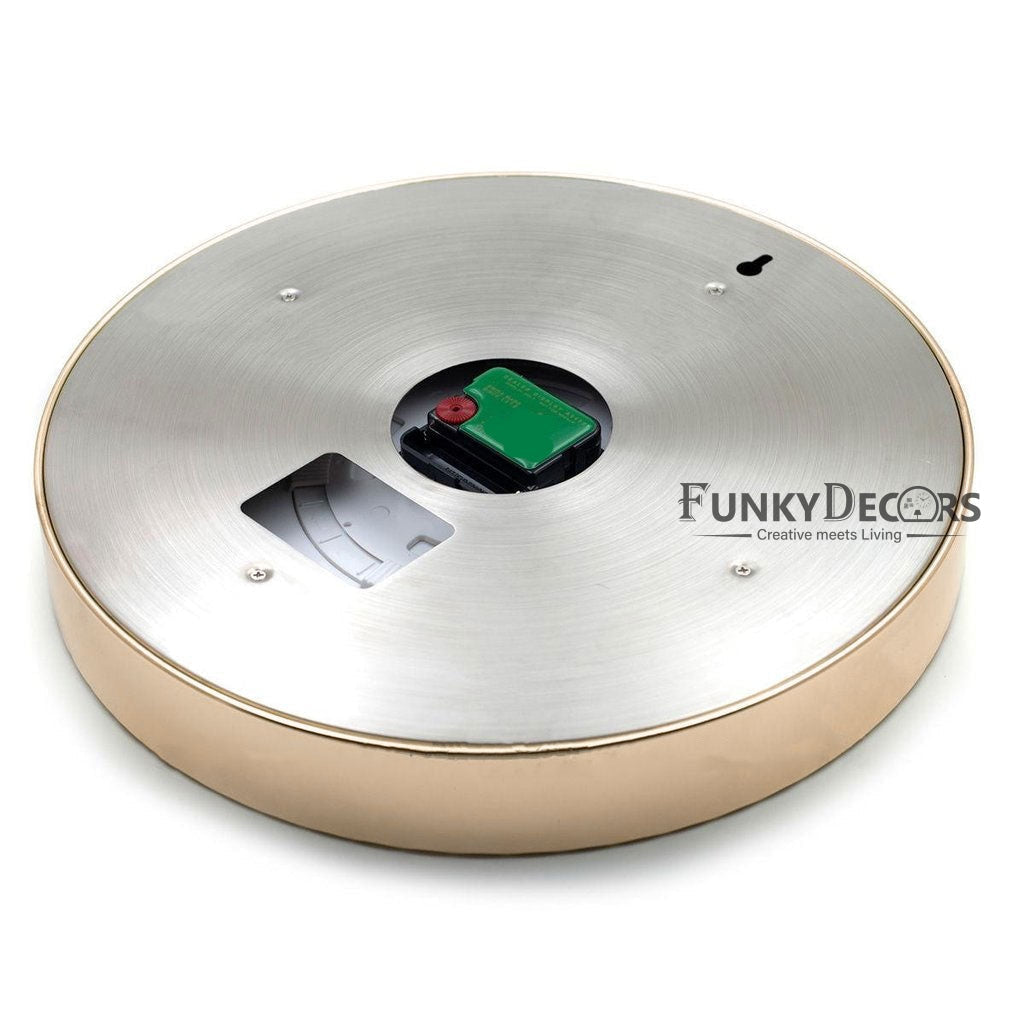 Funkytradition Luxury Rose Gold Stainless Steel Wall Clock For Royal Home And Bungalows Watch Clocks