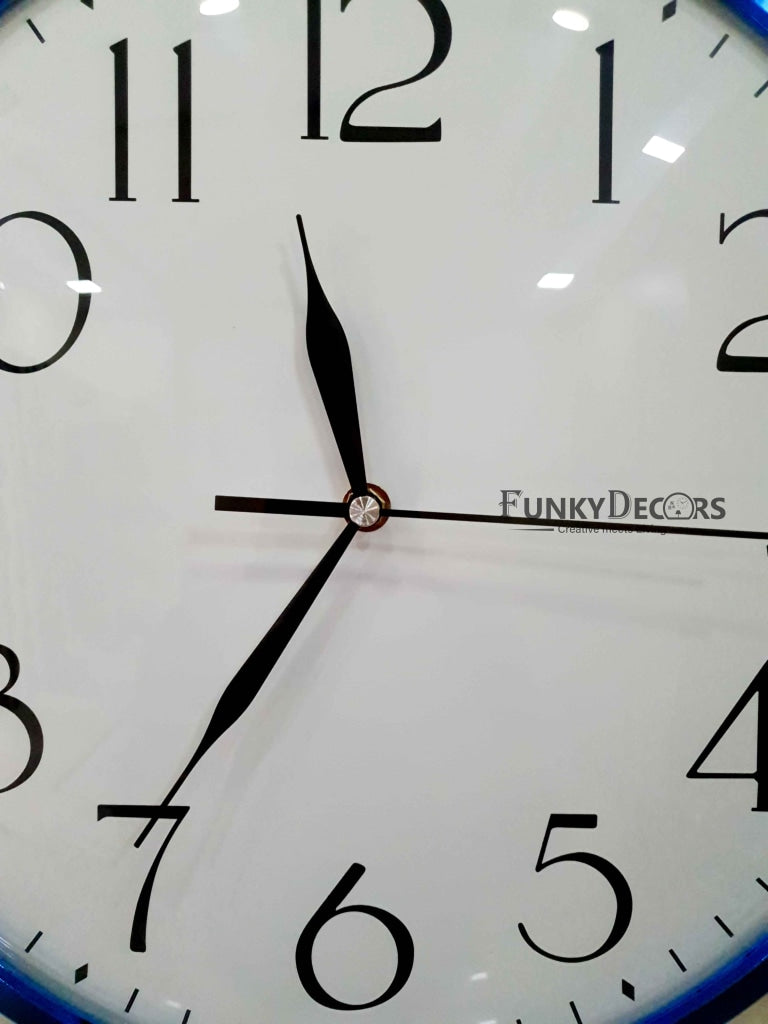 Funkytradition Minimal Blue White Wall Clock Watch Decor For Home Office And Gifts 36 Cm Tall Clocks