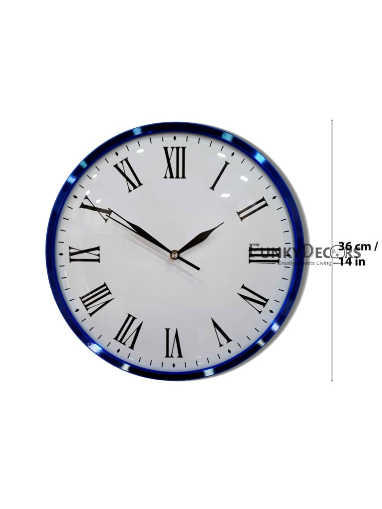 Funkytradition Minimal Blue White Wall Clock Watch Decor For Home Office And Gifts 36 Cm Tall Clocks