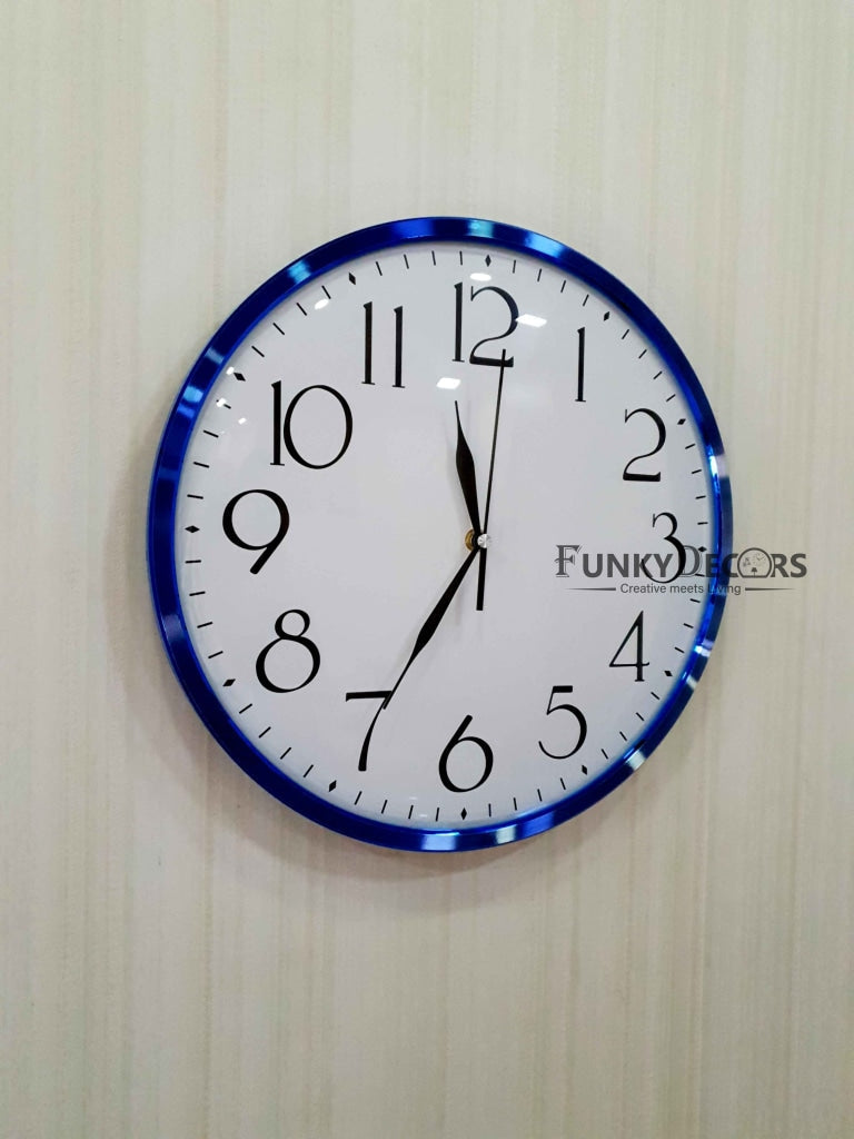 Funkytradition Minimal Blue White Wall Clock Watch Decor For Home Office And Gifts 36 Cm Tall Clocks